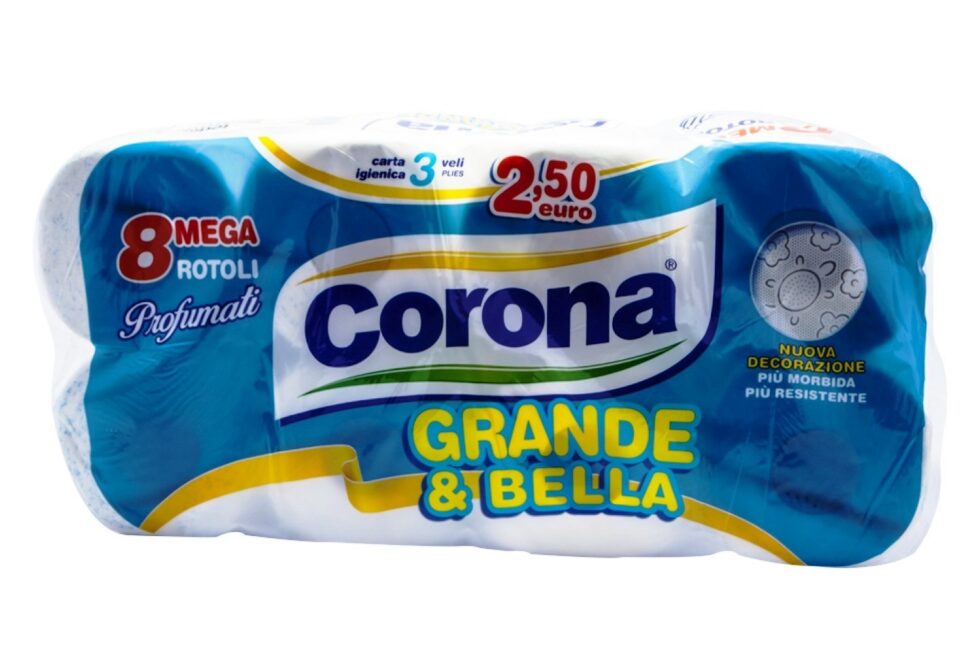 CORONA CARTA IGIENICA GRANDE & BELLA X 8 ROTOLI X 9 CF