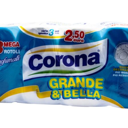 CORONA CARTA IGIENICA GRANDE & BELLA X 8 ROTOLI X 9 CF