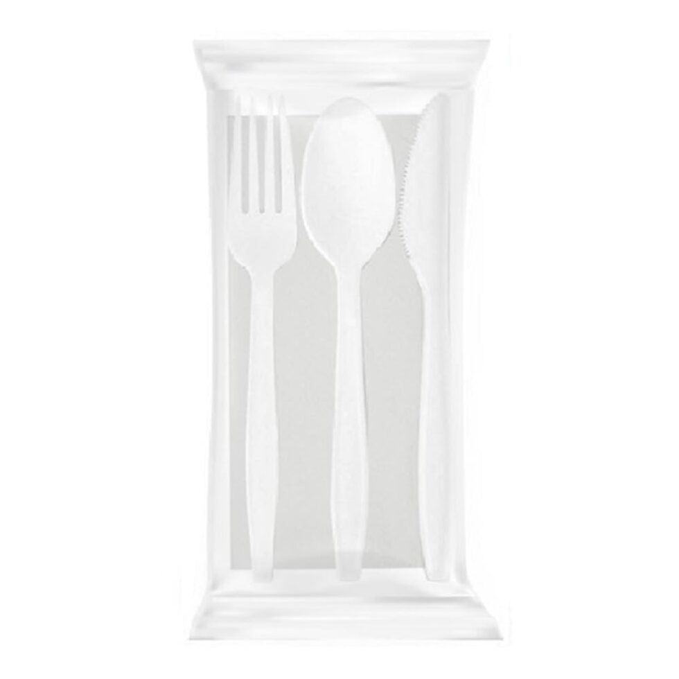 TRIS POSATE BIANCO CON TOVAGLIOLI 1V X 600 CF