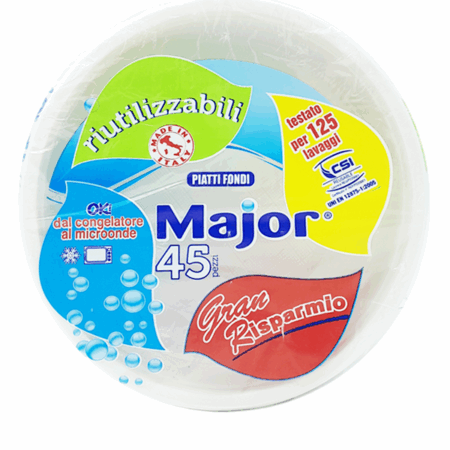 MAJOR PIATTI FONDI RIUTILIZZABILI 45 PZ X 14 CF