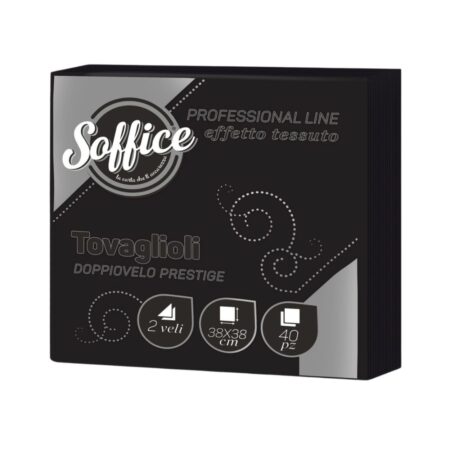 SOFFICE TOVAGLIOLI 38X38 NERI X 40 PZ X 18 CF