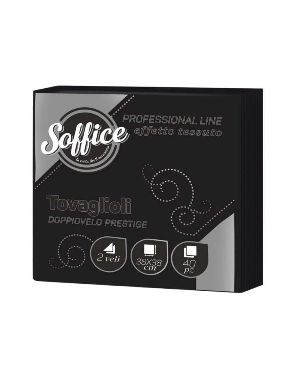 SOFFICE TOVAGLIOLI 38X38 NERI X 40 PZ X 18 CF