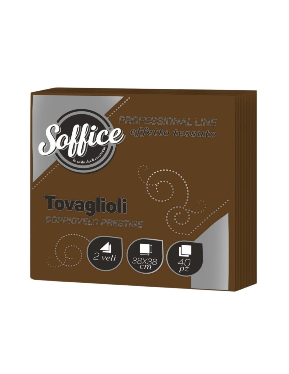 SOFFICE TOVAGLIOLI 38X38 MARRONE X 40 PZ X 18 CF