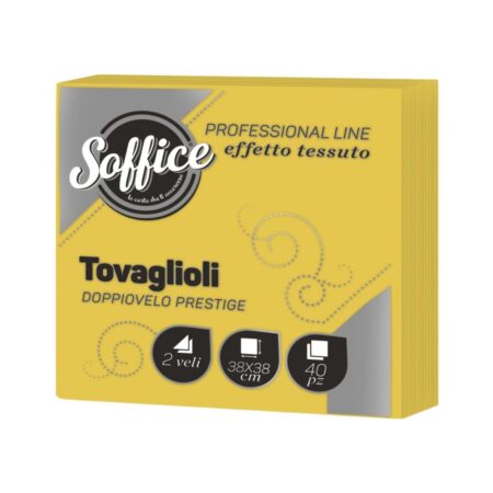 SOFFICE TOVAGLIOLI 38X38 GIALLO LIMONE X 40 PZ X 18 CF