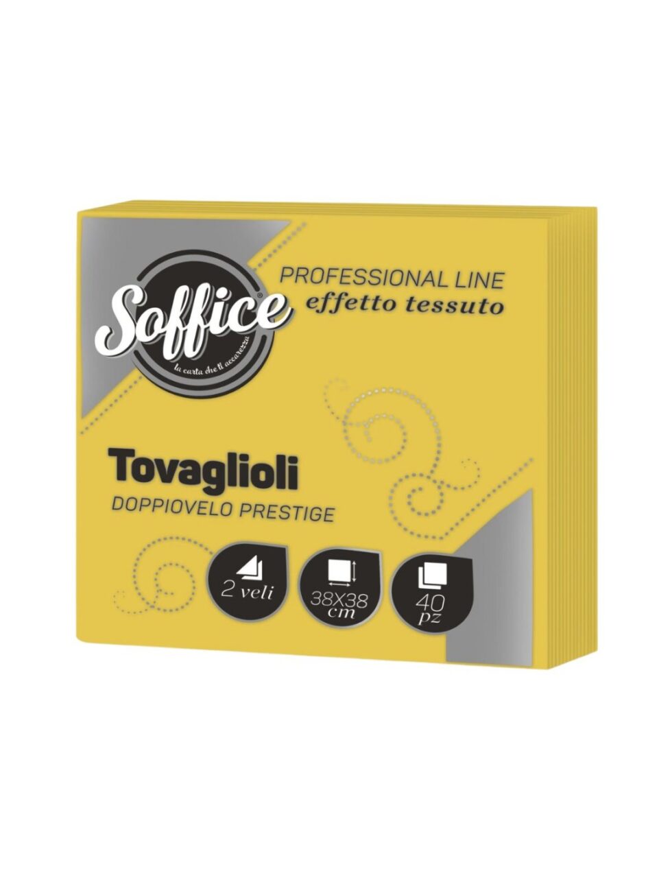 SOFFICE TOVAGLIOLI 38X38 GIALLO LIMONE X 40 PZ X 18 CF